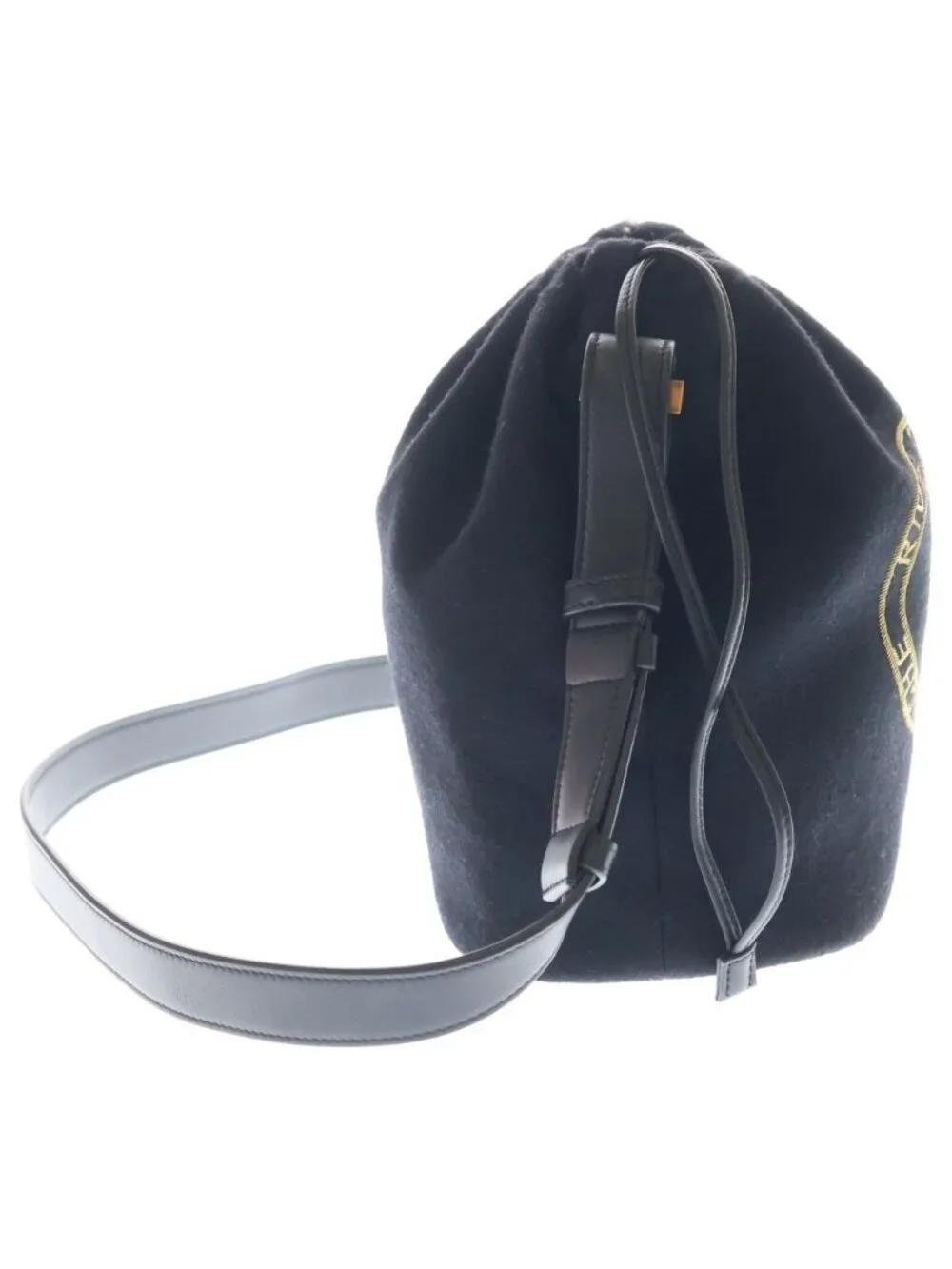 Saint Laurent Paris Rivegoche Wool Bucket Bag Drawstring Black